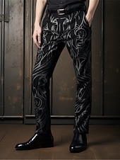 preiswerte Schlank-Blumen Totem Vintage Abstrakt Herren 3D-Druck Hosen Hose Outdoor Freizeitskleidung Strassenmode Polyester Wein Grau S M L Mittlere Taillenlinie Elastizität Hose