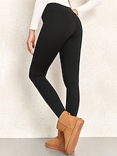 baratos Leggings lisas-Mulheres Leggings Ativo Simples Comprimento total Cintura Alta Tecido Corte alto Macio Confortável Micro-Elástica Ao ar livre Ioga Rua Preto Outono Inverno Normal