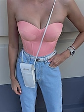 billiga Toppar-kvinnors shapewear ren färg korsetter street date gå ut andas bandeau ärmlös rygglös sommar vår hem outfits