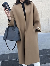 economico Cardigan e capispalla-Per donna Cappotto Tenere al caldo Traspirante Tasche Oversize Di tendenza Stile retrò Moderno Stile di strada Tinta unica Esterno Strada Shopping Da tutti i giorni Cardigan Lungo Girocollo Standard