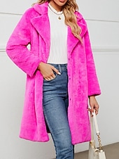 billige sherpa jakker-Dame Fleece-jakke Teddyfrakk Hold Varm Pustende Fleece Lined Fritid Gate stil عادي Feriereise Gate Dagligdagstøy Ut på byen Åpen Forside Lang Aftæpning Normal Langermet Yttertøy Svart Vin Fuksia Høst