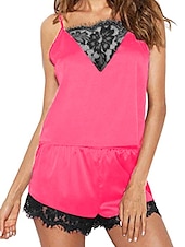 cheap Women&#039;s Sleepwear-Women&#039;s Pajamas Sets Pure Color Fashion Casual Soft Home Daily Bed Satin Silk Breathable Straps Sleeveless Strap Top Shorts Fall Winter Home Outfits