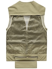 cheap Men&#039;s Vest-Men&#039;s Gilet Fishing Vest Hiking Vest Outdoor Street Fishing Racing Sporty Casual Summer Fall Pocket Full Zip Polyester Breathable Solid Color Zipper V Neck Regular Fit Black Army Green Red Navy Blue