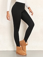 baratos Leggings lisas-Mulheres Leggings Ativo Simples Comprimento total Cintura Alta Tecido Corte alto Macio Confortável Micro-Elástica Ao ar livre Ioga Rua Preto Outono Inverno Normal