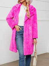 billige sherpa jakker-Dame Fleece-jakke Teddyfrakk Hold Varm Pustende Fleece Lined Fritid Gate stil عادي Feriereise Gate Dagligdagstøy Ut på byen Åpen Forside Lang Aftæpning Normal Langermet Yttertøy Svart Vin Fuksia Høst