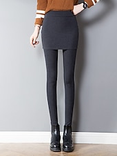 economico Leggings semplici-Per donna Ghette Di tendenza Streetwear Lunghezza intera Vita alta Liscio 2 in 1 Taglio alto Tenere al caldo Morbido Comodo Media elasticità Esterno Strada Giornaliero Grigio chiaro Grigio scuro Nero