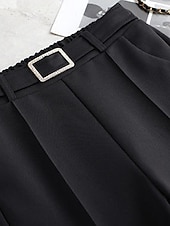 preiswerte Anzughosen für Damen-Damen-Arbeitshose, lange Hose, mikroelastisch, hohe Taille, modisch, Streetwear, Alltag, Marineblau, Schwarz, S, M, Herbst, Winter