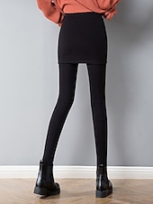 economico Leggings semplici-Per donna Ghette Di tendenza Streetwear Lunghezza intera Vita alta Liscio 2 in 1 Taglio alto Tenere al caldo Morbido Comodo Media elasticità Esterno Strada Giornaliero Grigio chiaro Grigio scuro Nero