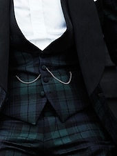 baratos Trajes de Regresso a Casa-Tuxedos de Festa Masculinos Trajes Negócios Verde Xadrez Ajuste Slim 3 Peças com Um Botão