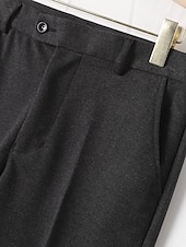 cheap Slim-Men&#039;s Dress Pants Trousers Suit Pants Tweed Pants Pocket Plain Comfort Breathable Outdoor Daily Going out Fashion Casual Black Light Grey