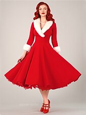billige Julefestkjole-julenissen Mrs.Claus Fancy julekjole Dame Jul Nytt År julaften Jul Voksne Jul Nyttårsaften Kjole