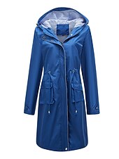 billiga hoodie jacka-Dam Trenchcoat Utomhus Gata Dagligen Höst Vinter Lång Täcka Normal Regnsäker Håller värmen Andningsfunktion Stylish Nutida Ledigt Jacka Långärmad Slät Snörning Med fickor Svart Gul Vin