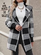 economico Giacche in finta pelle-Per donna Giacca in pile Cappotto teddy Giacca con cappuccio Tenere al caldo Traspirante Tasche In pile Informale Stile di strada Righe e Plaid Da mare San Valentino Strada Da tutti i giorni