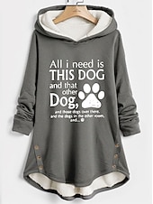 voordelige Humor en Citaten Top-dames hoodie sweatshirt pullover sherpa polyester letter casual sport button print voorzak warm fuzzy comfrt hoodie lange mouw top micro-elastisch herfst&amp;amp;wintercomfort ademende zachte stof