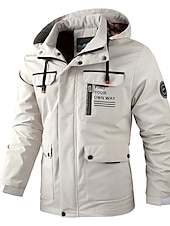 cheap Men&#039;s Jackets &amp; Coats-Men&#039;s Winter Coat Winter Jacket Sport Coat Raincoat Outdoor Camping &amp; Hiking Waterproof Windbreaker Zipper Pocket Fall Winter Solid Color Fashion Streetwear Hooded Regular Wine Black White Army Green