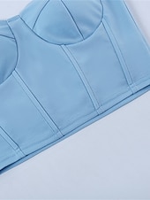 billiga Toppar-kvinnors shapewear ren färg korsetter street date gå ut andas bandeau ärmlös rygglös sommar vår hem outfits