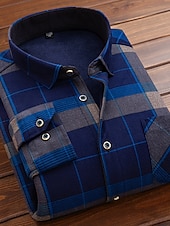 preiswerte Herren-Oberhemden-Herren Oberhemd Kariertes Hemd trachtenhemd Kragenhemd Fleece-Shirt Knopfhemd Overshirt Plaid / Karomuster Hochzeit Party A B C D Langarm Quadratischer Ausschnitt Winter Bekleidung Warm