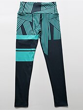 cheap Graphic Leggings-Women&#039;s Leggings Active Fashion Streetwear Ankle-Length High Waist Stripe Printing High Cut Breathability Soft Comfortable Micro-elastic Outdoor Yoga Street Robin&#039;s Egg Blue White Fuchsia Green Fall