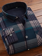 preiswerte Herren-Oberhemden-Herren Oberhemd Kariertes Hemd trachtenhemd Kragenhemd Fleece-Shirt Knopfhemd Overshirt Plaid / Karomuster Hochzeit Party A B C D Langarm Quadratischer Ausschnitt Winter Bekleidung Warm