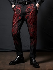 preiswerte Schlank-Blumen Totem Vintage Abstrakt Herren 3D-Druck Hosen Hose Outdoor Freizeitskleidung Strassenmode Polyester Wein Grau S M L Mittlere Taillenlinie Elastizität Hose