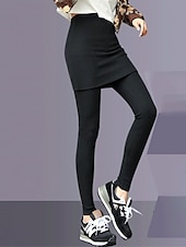 economico Leggings semplici-Per donna Ghette Di tendenza Streetwear Lunghezza intera Vita alta Liscio 2 in 1 Taglio alto Tenere al caldo Morbido Comodo Media elasticità Esterno Strada Giornaliero Grigio chiaro Grigio scuro Nero