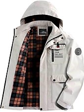 cheap Men&#039;s Jackets &amp; Coats-Men&#039;s Winter Coat Winter Jacket Sport Coat Raincoat Outdoor Camping &amp; Hiking Waterproof Windbreaker Zipper Pocket Fall Winter Solid Color Fashion Streetwear Hooded Regular Wine Black White Army Green