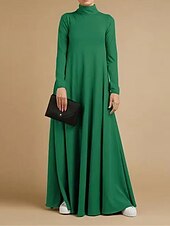 cheap Black Dress-Women&#039;s Black Dress Long Dress Maxi Dress Pocket Daily Vacation Fashion Basic Stand Collar Long Sleeve Black Pink Blue Color