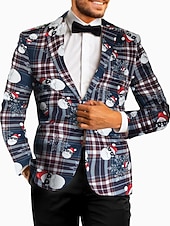 cheap Christmas Blazer-Men&#039;s Christmas Ugly Party Blazer Jacket Regular Tailored Fit Snowflake Printing Single Breasted One-button for Dinner Prom Holiday Plus Size Xmas 2023