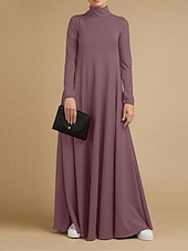 cheap Black Dress-Women&#039;s Black Dress Long Dress Maxi Dress Pocket Daily Vacation Fashion Basic Stand Collar Long Sleeve Black Pink Blue Color