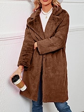 billige sherpa jakker-Dame Fleece-jakke Teddyfrakk Hold Varm Pustende Fleece Lined Fritid Gate stil عادي Feriereise Gate Dagligdagstøy Ut på byen Åpen Forside Lang Aftæpning Normal Langermet Yttertøy Svart Vin Fuksia Høst