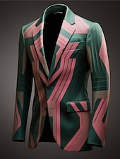 preiswerte Herren bedruckte Blazer-Herren Farbblock Geometrie Langarm Umlegekragen Geschäftlich Abstrakt Arbeit Büro-Outfit Ausgehen Knöpfe Druck Mehrere Taschen