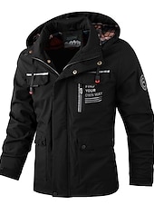 cheap Men&#039;s Jackets &amp; Coats-Men&#039;s Winter Coat Winter Jacket Sport Coat Raincoat Outdoor Camping &amp; Hiking Waterproof Windbreaker Zipper Pocket Fall Winter Solid Color Fashion Streetwear Hooded Regular Wine Black White Army Green
