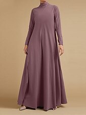 cheap Black Dress-Women&#039;s Black Dress Long Dress Maxi Dress Pocket Daily Vacation Fashion Basic Stand Collar Long Sleeve Black Pink Blue Color