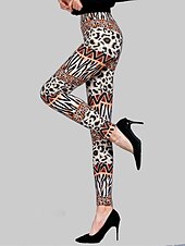 ieftine -Pentru femei Jambiere Modă Șic Stradă Lungime totală Talie Înaltă Leopard Imprimeu Respirabilitate Comfortabil Micro-elastic În aer liber Stradă Zilnic Leopard portocaliu Leopard cu dungi imprimeu