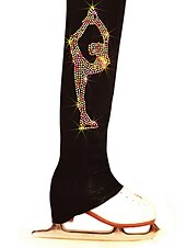 billige Figur skating bukser og leggings-Bukser til kunstløp Dame Jente Skøyteløp Bunner Svart Elastisk Trening Konkurranse Skøyteklær Hold Varm Krystall / Rhinstein Skøyting Kunstløp