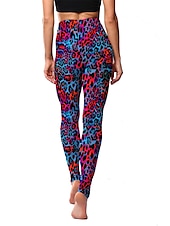 cheap Graphic Leggings-Women&#039;s Leggings Active Fashion Full Length High Waist Leopard Gradient Snake Print Elastic Waist Print Breathable Soft Comfortable Micro-elastic Outdoor Vacation Home Leopard Print 0358 blue and