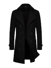 abordables Manteaux &amp; vestes-Homme Manteau d&#039;hiver Manteau Caban Trench-Coat Long Extérieur Usage quotidien Automne hiver 95% polyester 5% coton Chaud Vêtements d&#039;extérieur Vêtement Tenue Mode Vêtement de rue Plein Revers Double