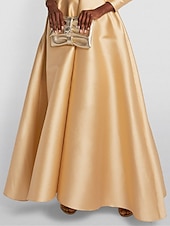 abordables Champagne-Robe de soirée en A robe élégante robe tuxedo invitée de mariage longueur de sol à manches longues col chemise satin avec fronces 2025