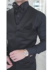cheap Dinner Party-Men&#039;s Wedding Party Tuxedos Homecoming Party Black Champagne Floral Summer Tailored Fit 3 Piece Single Breasted One-button