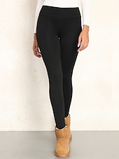 baratos Leggings lisas-Mulheres Leggings Ativo Simples Comprimento total Cintura Alta Tecido Corte alto Macio Confortável Micro-Elástica Ao ar livre Ioga Rua Preto Outono Inverno Normal