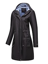 billiga hoodie jacka-Dam Trenchcoat Utomhus Gata Dagligen Höst Vinter Lång Täcka Normal Regnsäker Håller värmen Andningsfunktion Stylish Nutida Ledigt Jacka Långärmad Slät Snörning Med fickor Svart Gul Vin