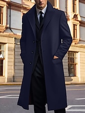 billige Trenchcoat for menn-Herre Vinterfrakk Ytterfrakk Lang trenchcoat utendørs Dagligdagstøy Høst vinter Polyester Hold Varm Vindtett jakke Yttertøy Klær Mote Gatemote عادي Knaphul Dobbeltkneppet