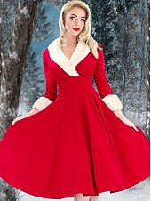 billige Julefestkjole-julenissen Mrs.Claus Fancy julekjole Dame Jul Nytt År julaften Jul Voksne Jul Nyttårsaften Kjole