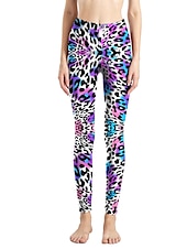 cheap Graphic Leggings-Women&#039;s Leggings Active Fashion Full Length High Waist Leopard Gradient Snake Print Elastic Waist Print Breathable Soft Comfortable Micro-elastic Outdoor Vacation Home Leopard Print 0358 blue and
