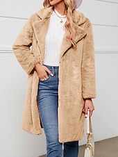 billige sherpa jakker-Dame Fleece-jakke Teddyfrakk Hold Varm Pustende Fleece Lined Fritid Gate stil عادي Feriereise Gate Dagligdagstøy Ut på byen Åpen Forside Lang Aftæpning Normal Langermet Yttertøy Svart Vin Fuksia Høst