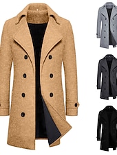 abordables Manteaux &amp; vestes-Homme Manteau d&#039;hiver Manteau Caban Trench-Coat Long Extérieur Usage quotidien Automne hiver 95% polyester 5% coton Chaud Vêtements d&#039;extérieur Vêtement Tenue Mode Vêtement de rue Plein Revers Double