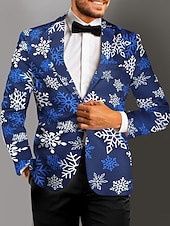 cheap Christmas Blazer-Men&#039;s Christmas Ugly Party Blazer Jacket Regular Tailored Fit Snowflake Printing Single Breasted One-button for Dinner Prom Holiday Plus Size Xmas 2023