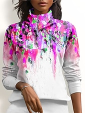 tanie Bluza i odzież wierzchnia-Damskie Bluza z kapturem Fiołkowy Pomarańczowy Długi rękaw Keep Warm Top Jesień Zima Damskie stroje golfowe Odzież Stroje Noś odzież