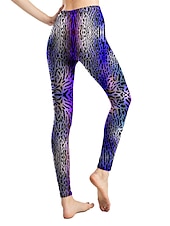 cheap Graphic Leggings-Women&#039;s Leggings Active Fashion Full Length High Waist Leopard Gradient Snake Print Elastic Waist Print Breathable Soft Comfortable Micro-elastic Outdoor Vacation Home Leopard Print 0358 blue and