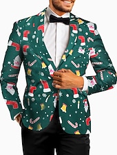 cheap Christmas Blazer-Men&#039;s Christmas Ugly Party Blazer Jacket Regular Tailored Fit Snowflake Printing Single Breasted One-button for Dinner Prom Holiday Plus Size Xmas 2023
